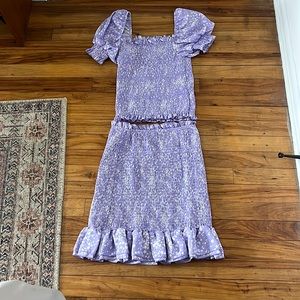 Matching Cute Floral Shirt and Skirt - Sz M - No Flaws